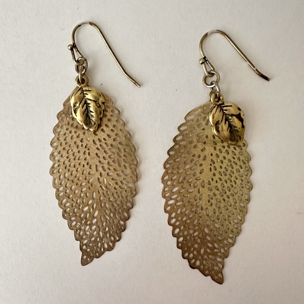American Eagle Women’s Brass Leaf Earrings